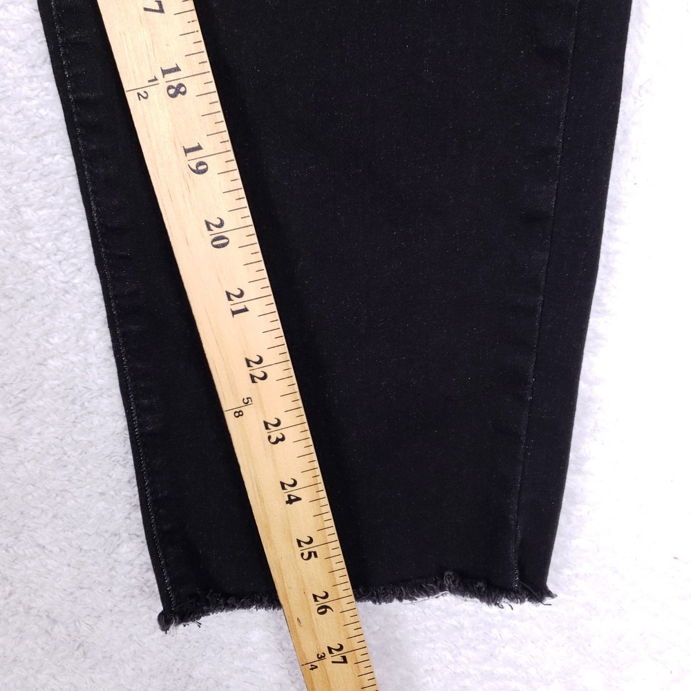 SIDEFEEL High Waisted Jeans 10 Black Straight Leg Raw Hem Stretch Denim‎ - Picture 5 of 11
